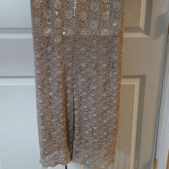 Alex Evening taupe 2pc dress jacket set Sz 14 Wedding Mother of the Bride - Picture 5 of 10